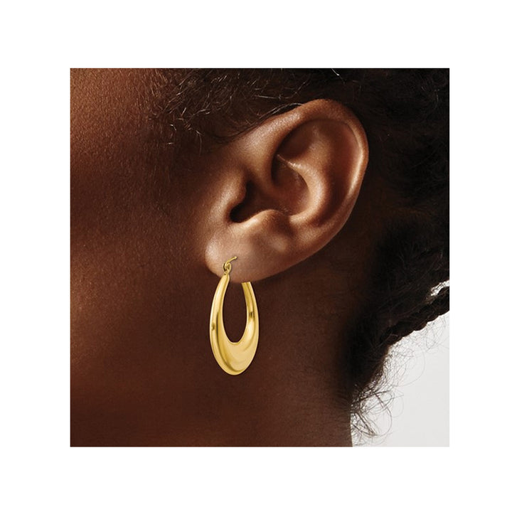 14K Yellow Gold Polished Hoop Earrings Image 3