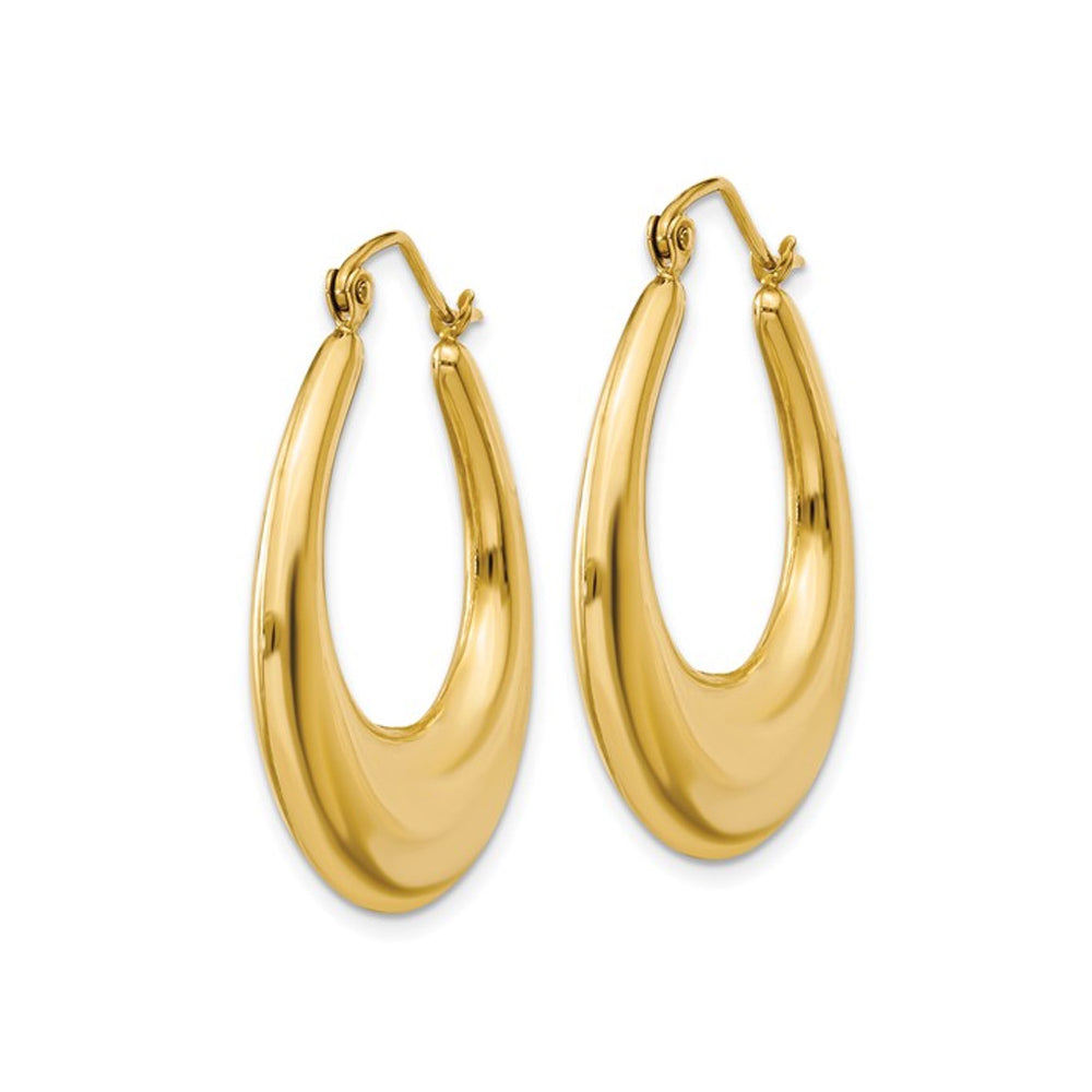 14K Yellow Gold Polished Hoop Earrings Image 4