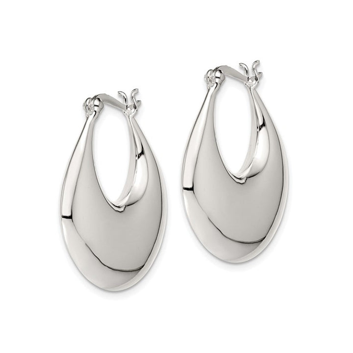 Sterling Silver Polished Puffed Hoop Earrings Image 4