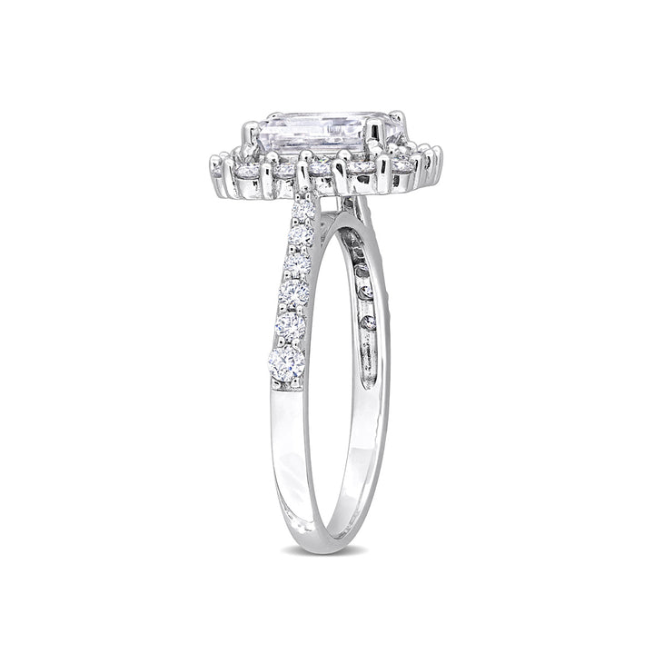 2.40 Carat (ctw) Lab-Created Octagon Halo Moissanite Engagement Ring in Sterling Silver Image 3