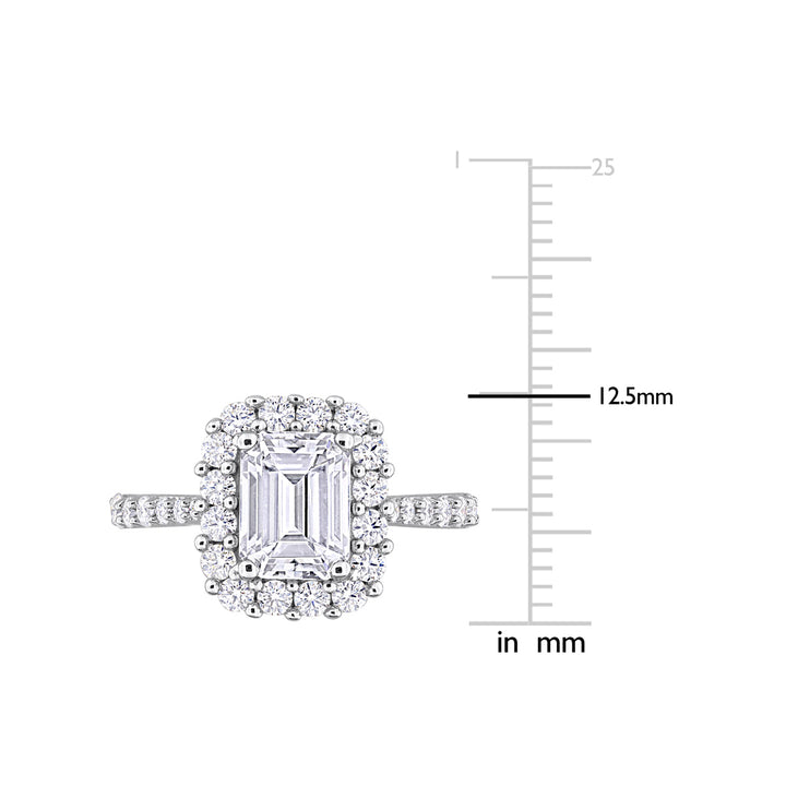 2.40 Carat (ctw) Lab-Created Octagon Halo Moissanite Engagement Ring in Sterling Silver Image 4