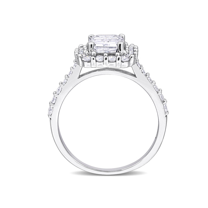 2.40 Carat (ctw) Lab-Created Octagon Halo Moissanite Engagement Ring in Sterling Silver Image 4