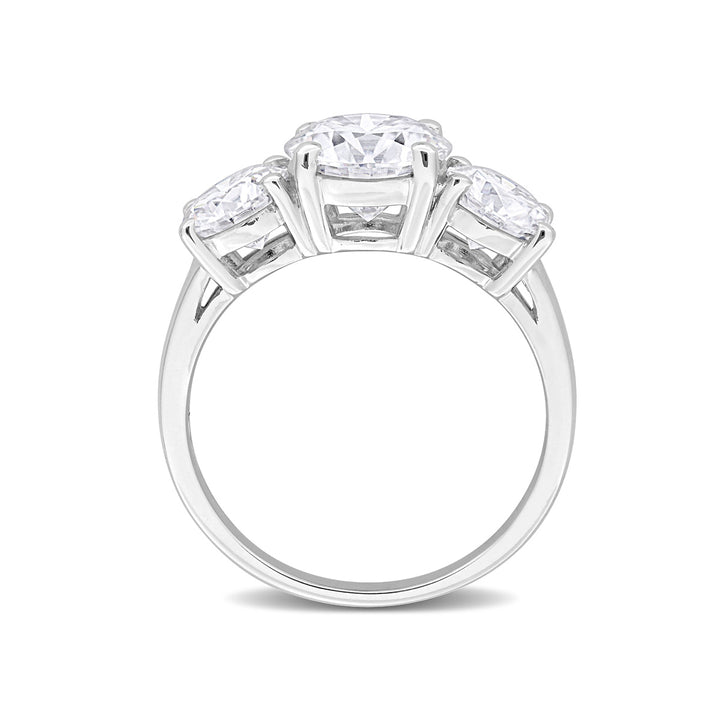 3.25 Carat (ctw) Lab-Created Three-Stone Moissanite Engagement Ring in Sterling Silver Image 4