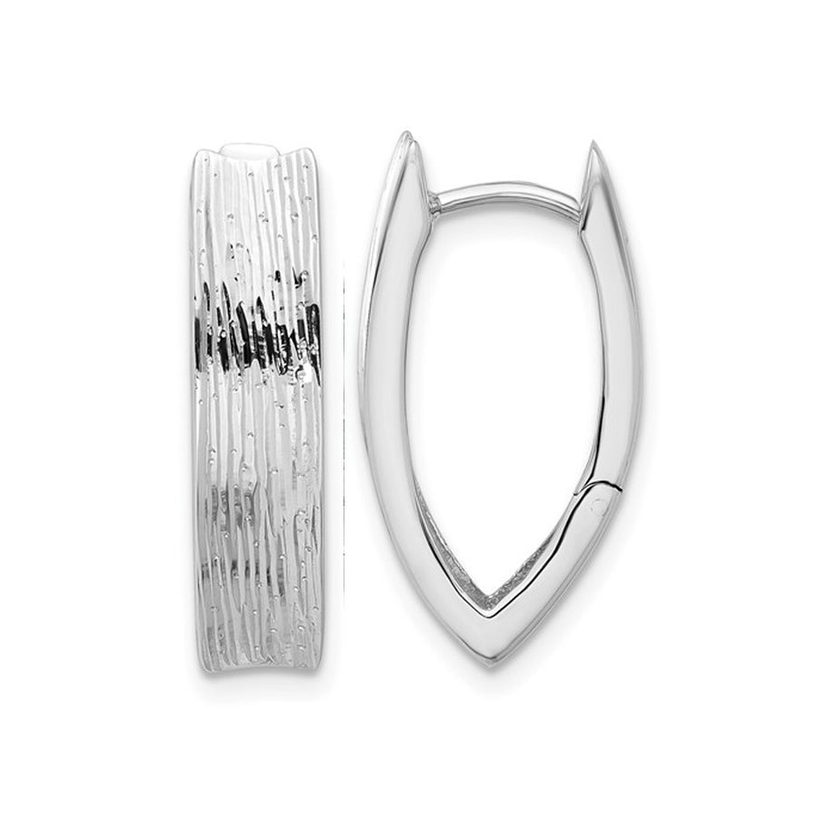 Striped Sterling Silver Hinged Hoop Earrings Image 1