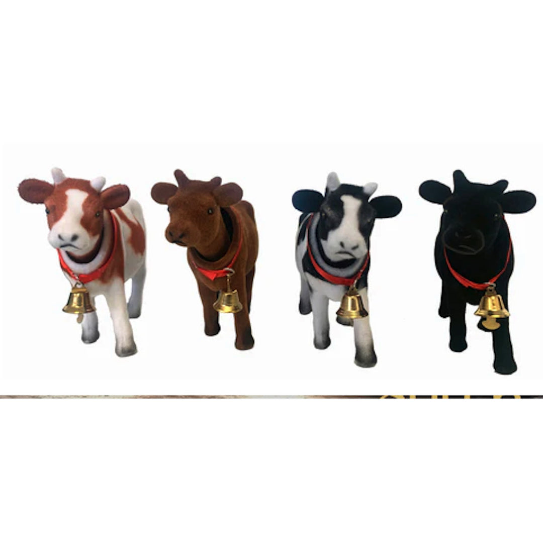 4 BOBBLE HEAD MOVING COWS novelty farm animal car dash toy cow bobbing novelties Image 1