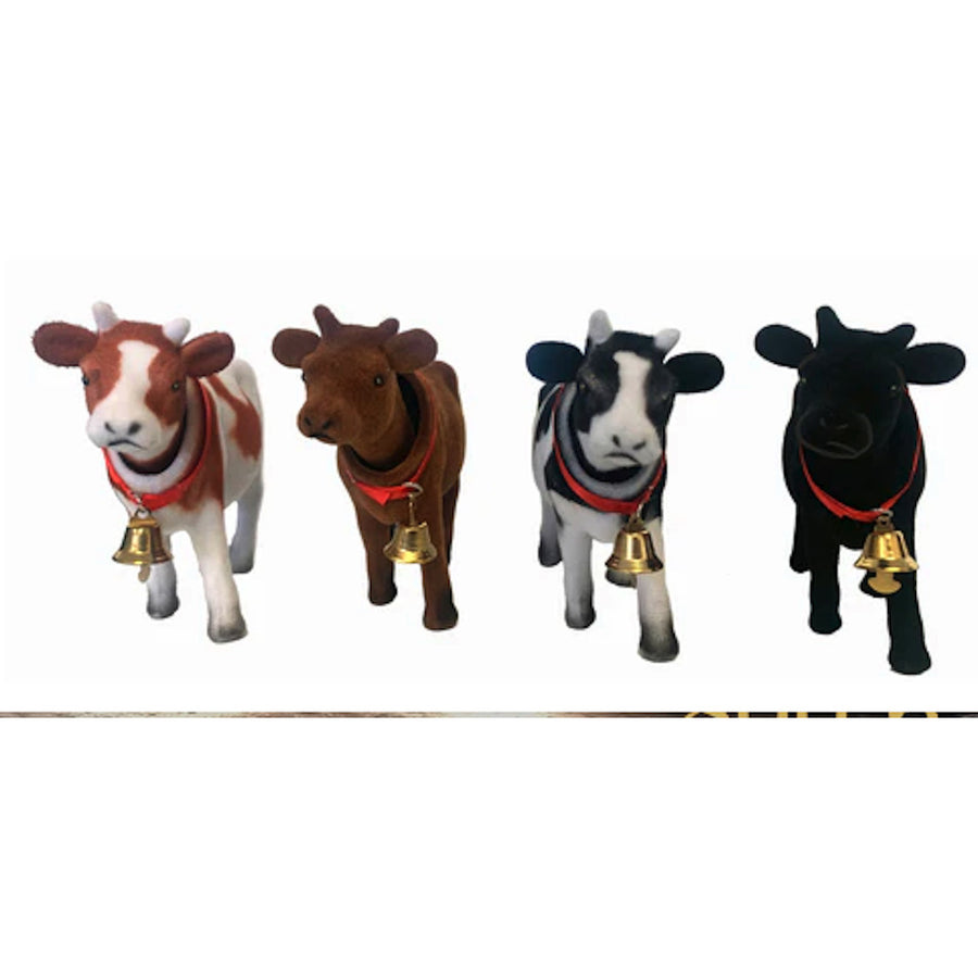 4 BOBBLE HEAD MOVING COWS novelty farm animal car dash toy cow bobbing novelties Image 1