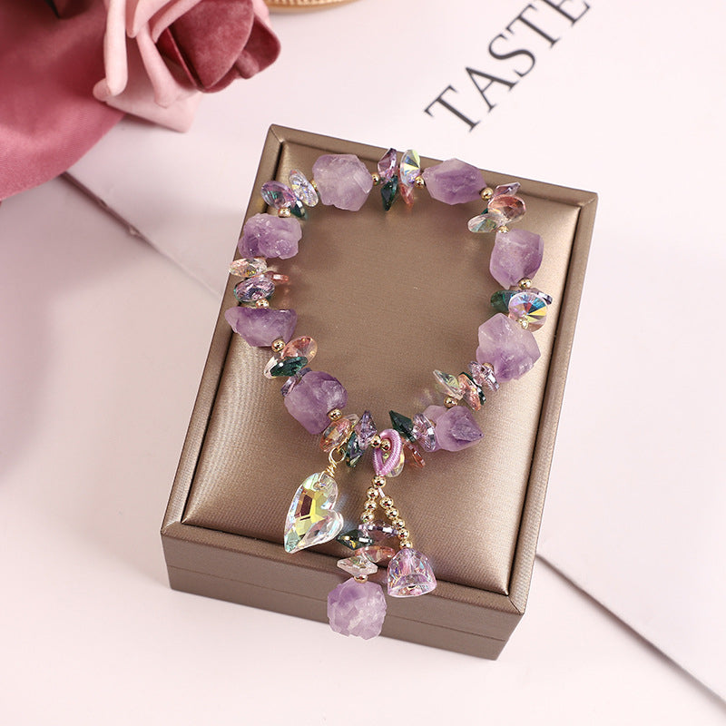 amethyst gravel bracelet irregular raw stone lavender crystal bracelet in Image 1