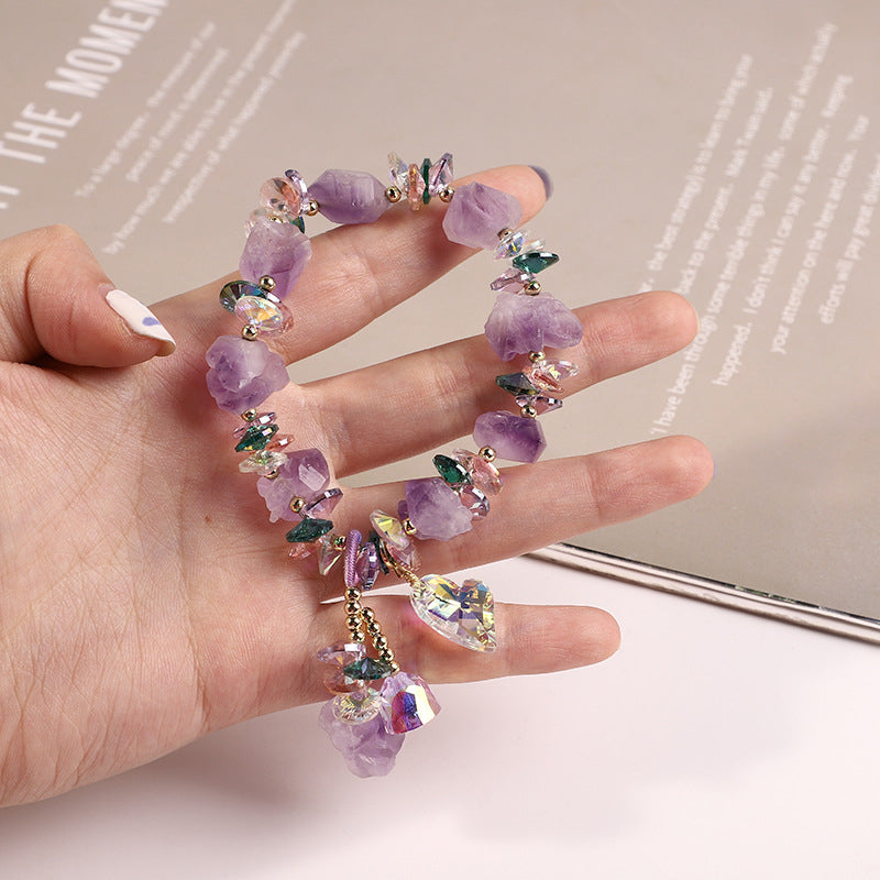 amethyst gravel bracelet irregular raw stone lavender crystal bracelet in Image 2