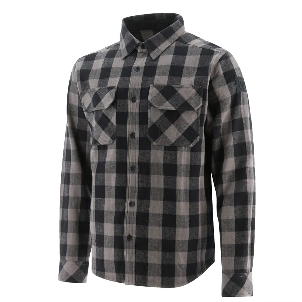 Caterpillar Work Wear Mens Buffalo Check Flannel Overshirt Charcoal/Black - 1610031-12914  CHARCOAL/BLACK Image 1