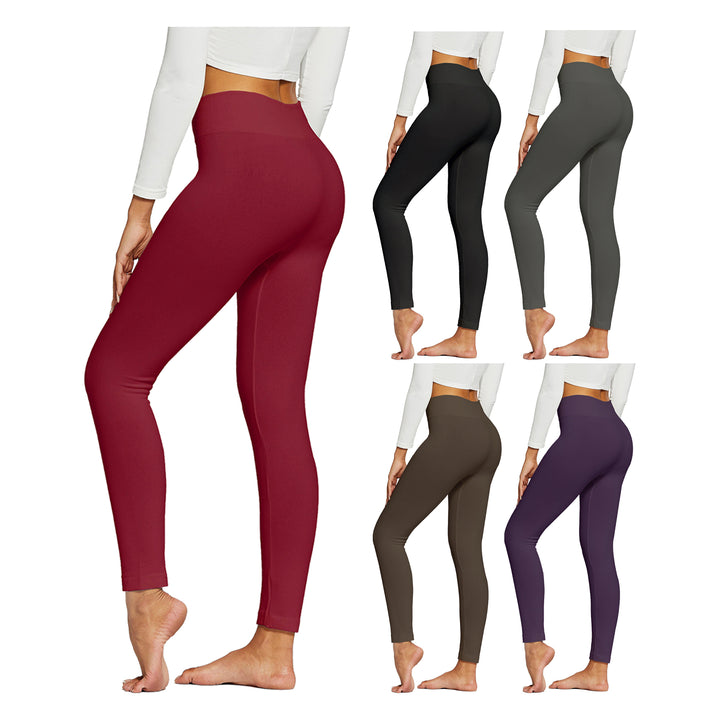 Womens Fleece Lined Leggings High Waisted Soft Warm Winter Gear 97% Polyester Image 3