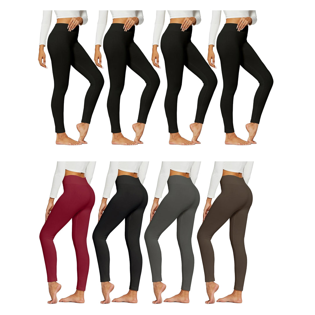 4-Pack: Womens Winter Warm High-Waist Soft Fleece Lined Leggings Image 1