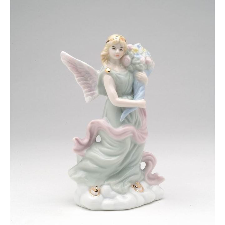 Ceramic Angel Figurine with Flowers 5in Baptism Image 3