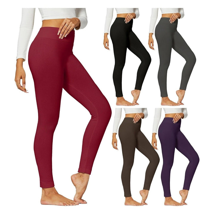 2-Pack: Womens Winter Warm High-Waist Soft Fleece Lined Leggings Image 1