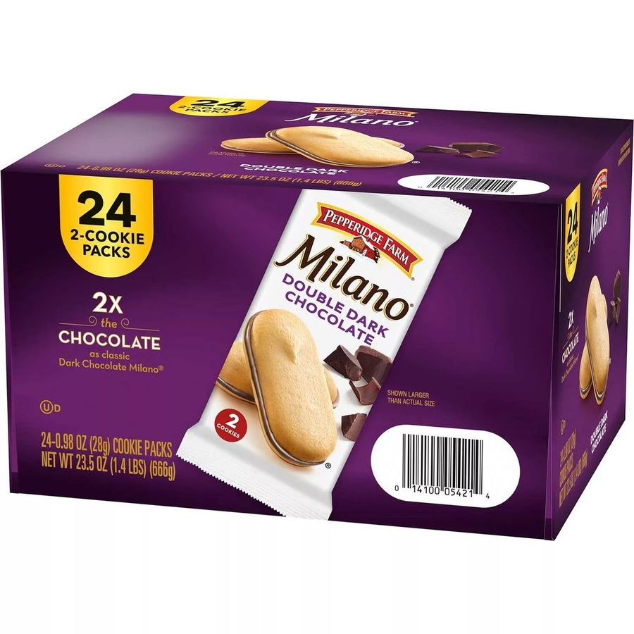 Milano Double Dark Chocolate Cookies 0.98 Ounce (Pack of 24) Image 1