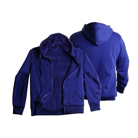 Mens Sherpa Lined Fleece Zip Up Hoodie Jacket Heavyweight Cotton Polyester Image 4