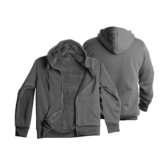 Mens Sherpa Lined Fleece Zip Up Hoodie Jacket Heavyweight Cotton Polyester Image 6