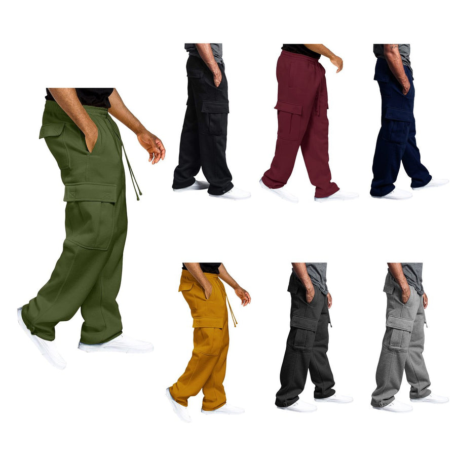 Mens Cargo Jogger Sweatpants Fleece Lined with Pockets Casual and Comfortable Image 1