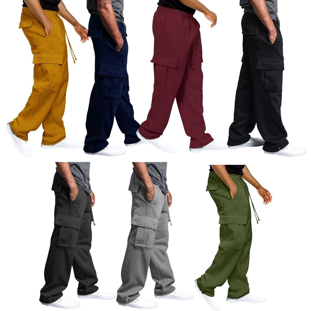 Mens Cargo Jogger Sweatpants Fleece Lined with Pockets Casual and Comfortable Image 2