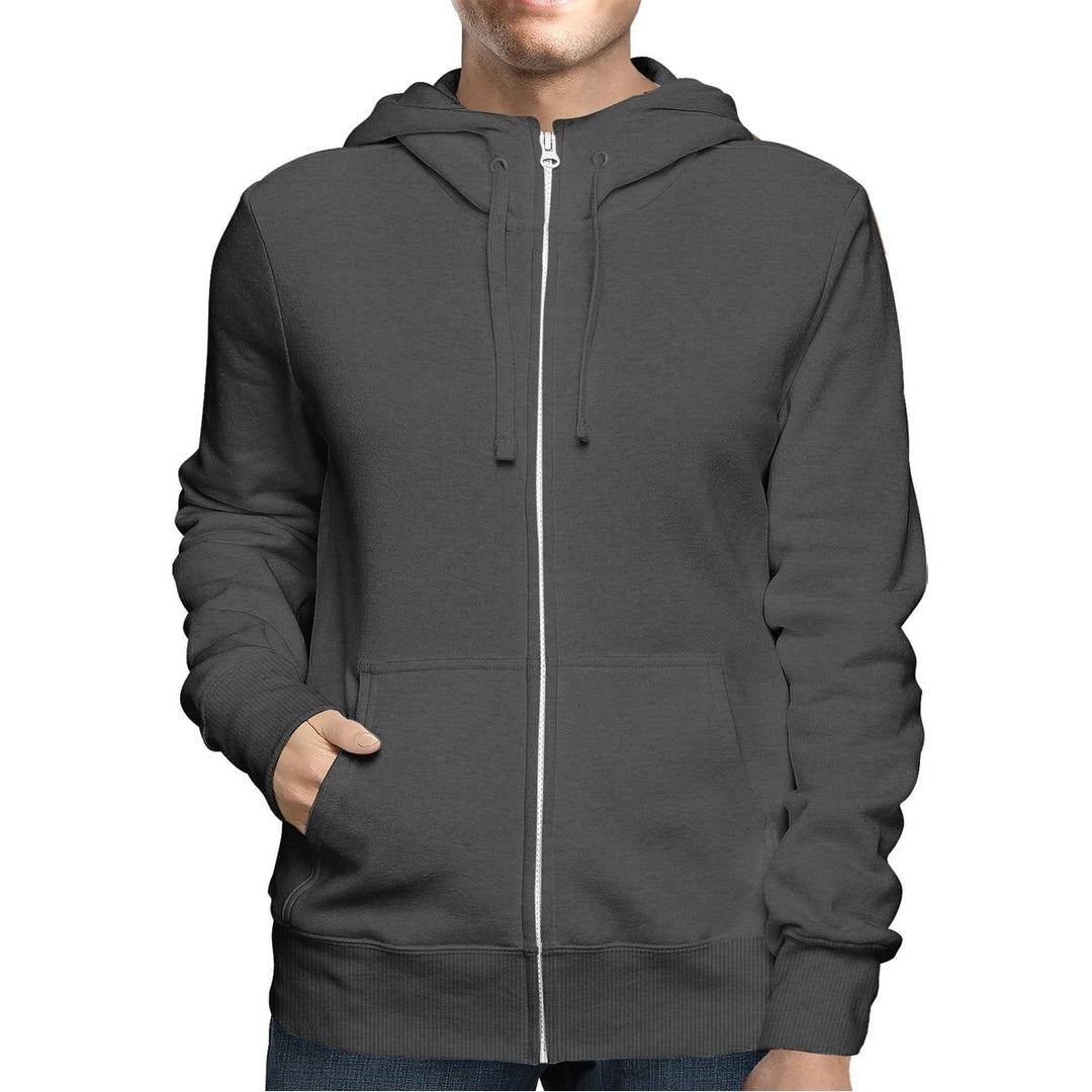 Mens Big Tall Fleece Lined Zip Up Hoodie Soft Cozy Winter Sweatshirt Black Image 7