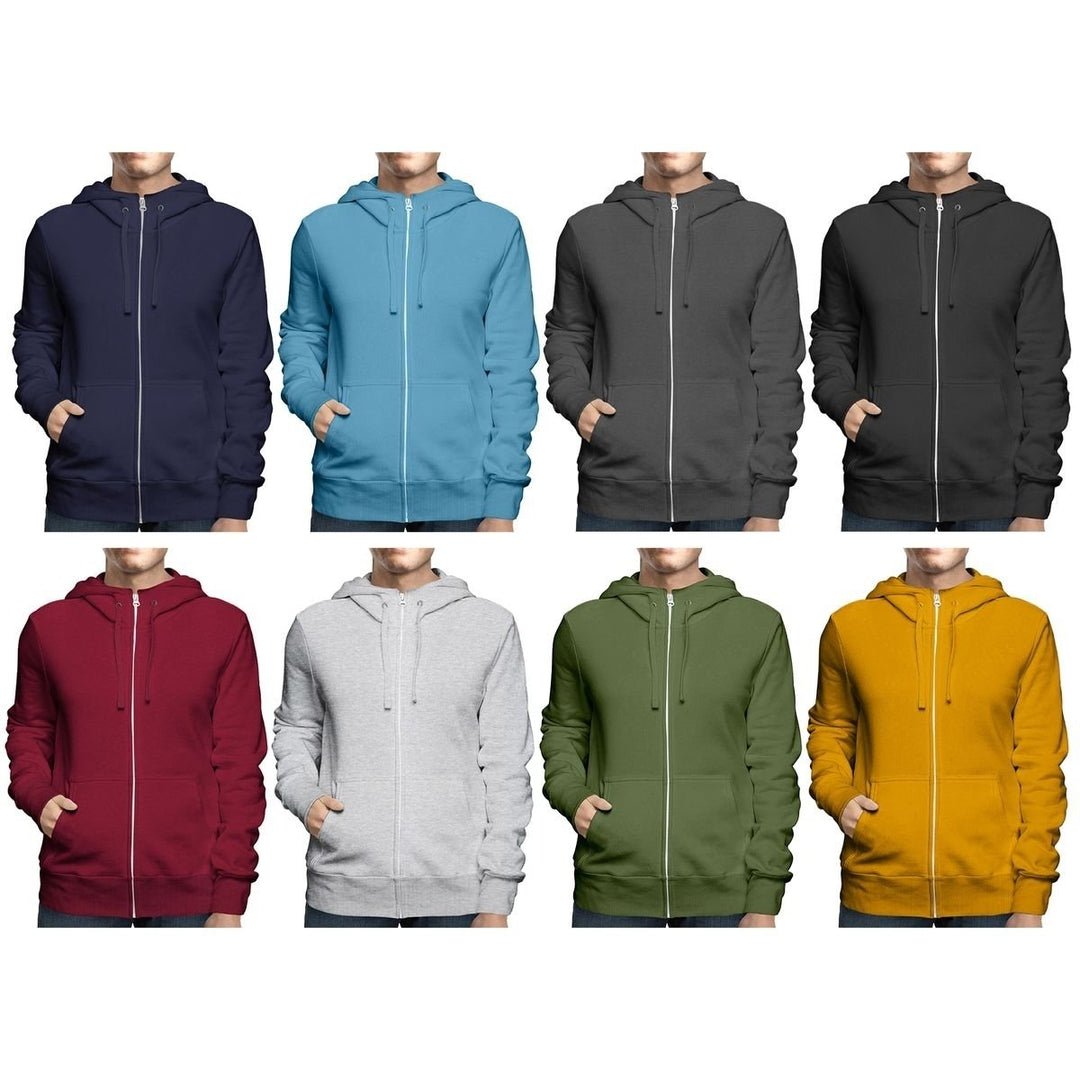 Mens Winter Fleece Lined Zip-Up Hoodie Sweatshirt 2-Pack Assorted Colors Image 1