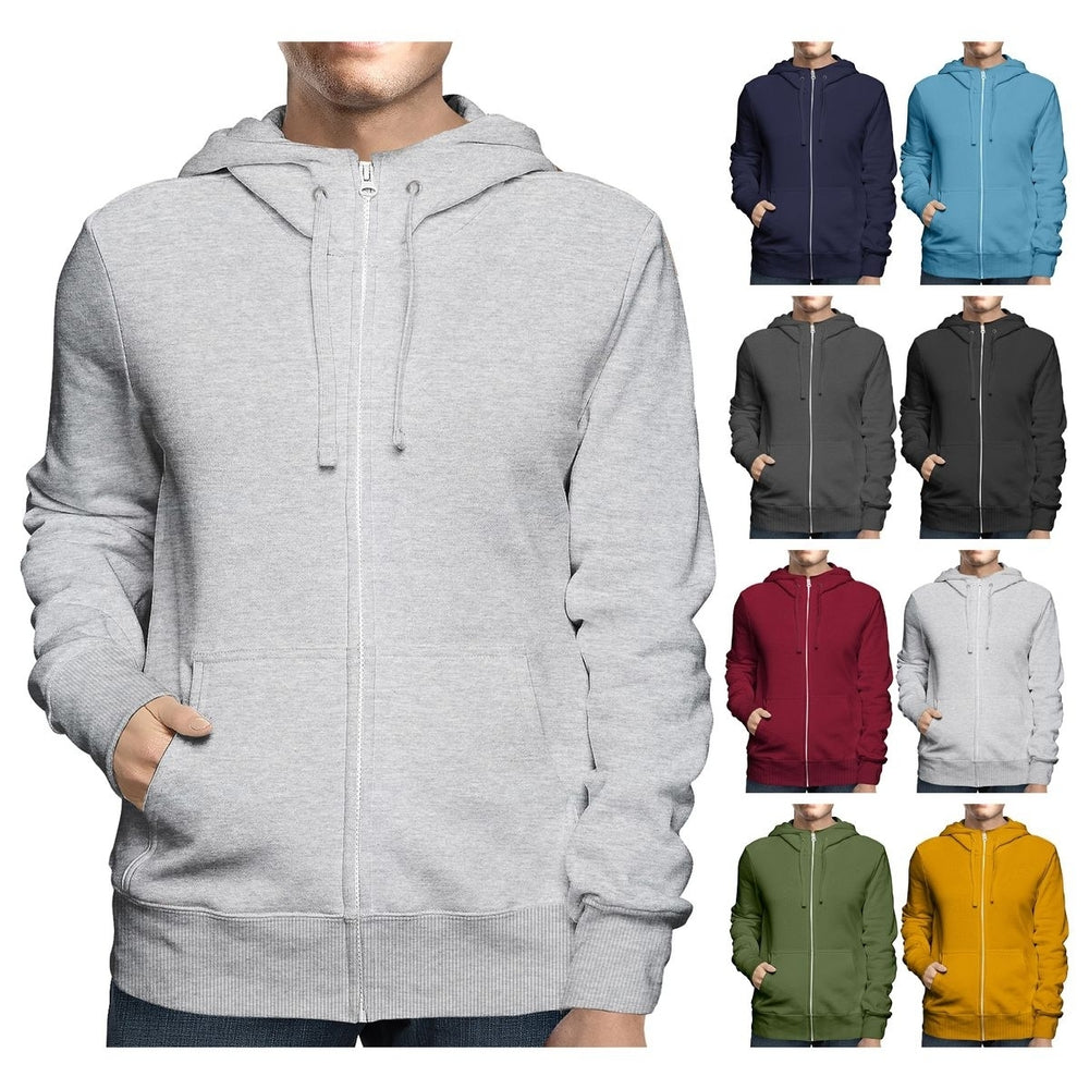 Mens Winter Fleece Lined Zip-Up Hoodie Sweatshirt 2-Pack Assorted Colors Image 2