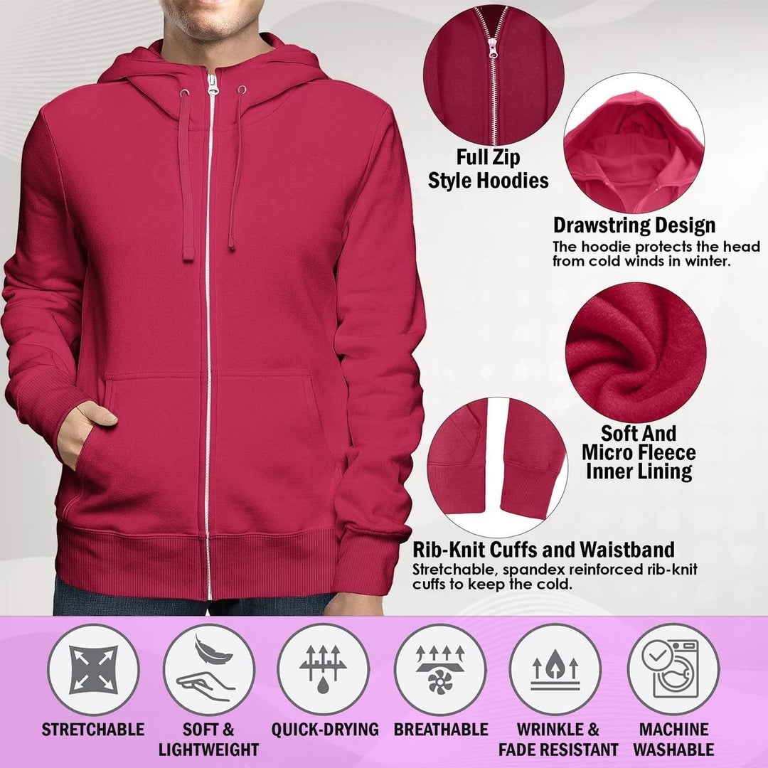 Mens Winter Fleece Lined Zip-Up Hoodie Sweatshirt 2-Pack Assorted Colors Image 4