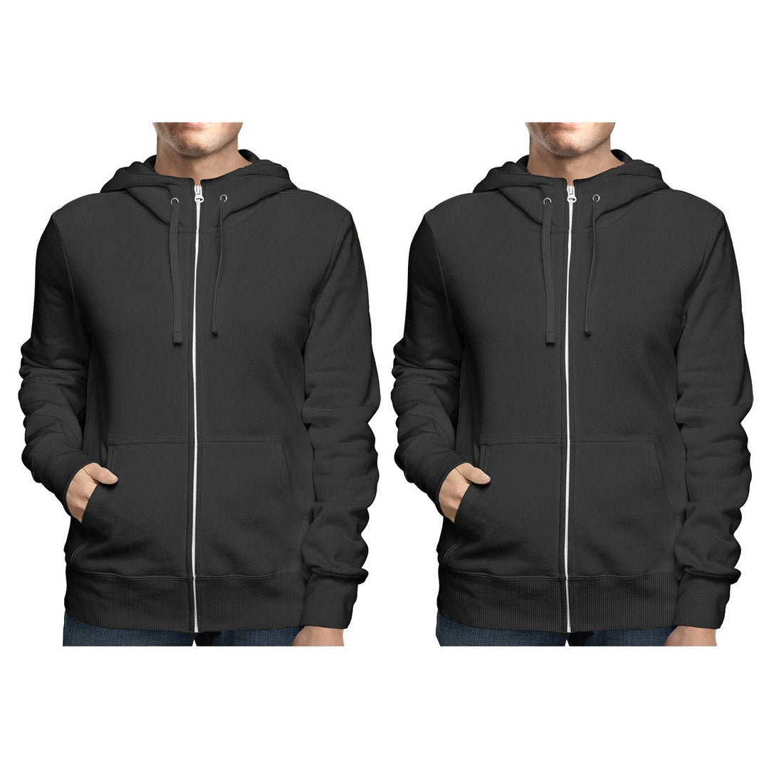 2-Pack: Mens Winter Warm Soft Full Zip-Up Fleece Lined Hoodie Sweatshirt Image 4