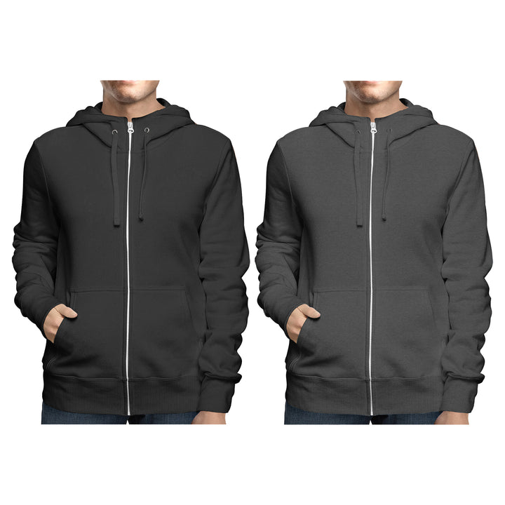 2-Pack: Mens Winter Warm Soft Full Zip-Up Fleece Lined Hoodie Sweatshirt Image 6