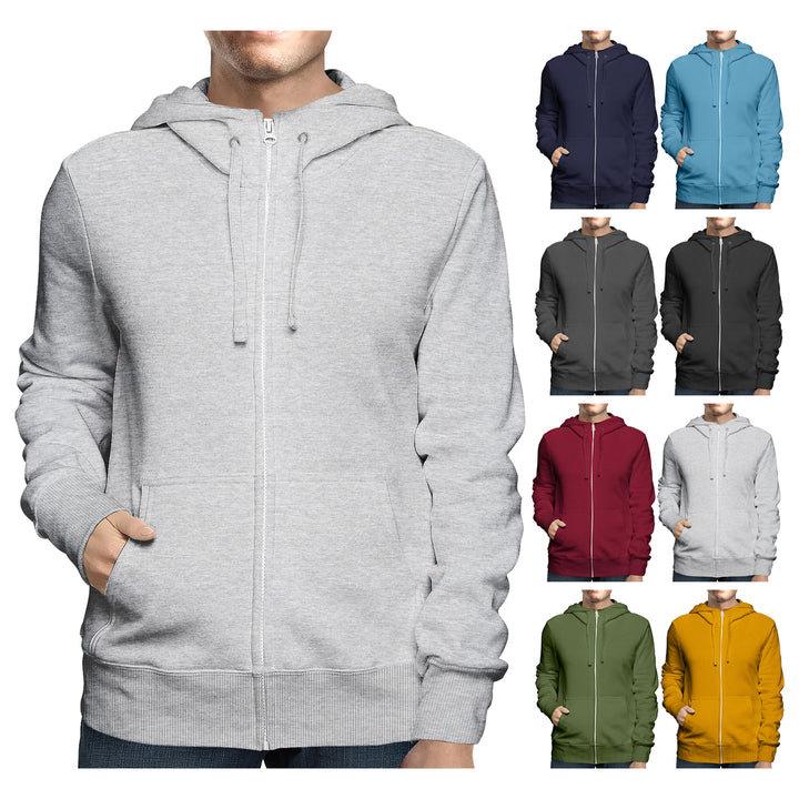 2-Pack: Mens Winter Warm Soft Full Zip-Up Fleece Lined Hoodie Sweatshirt Image 3