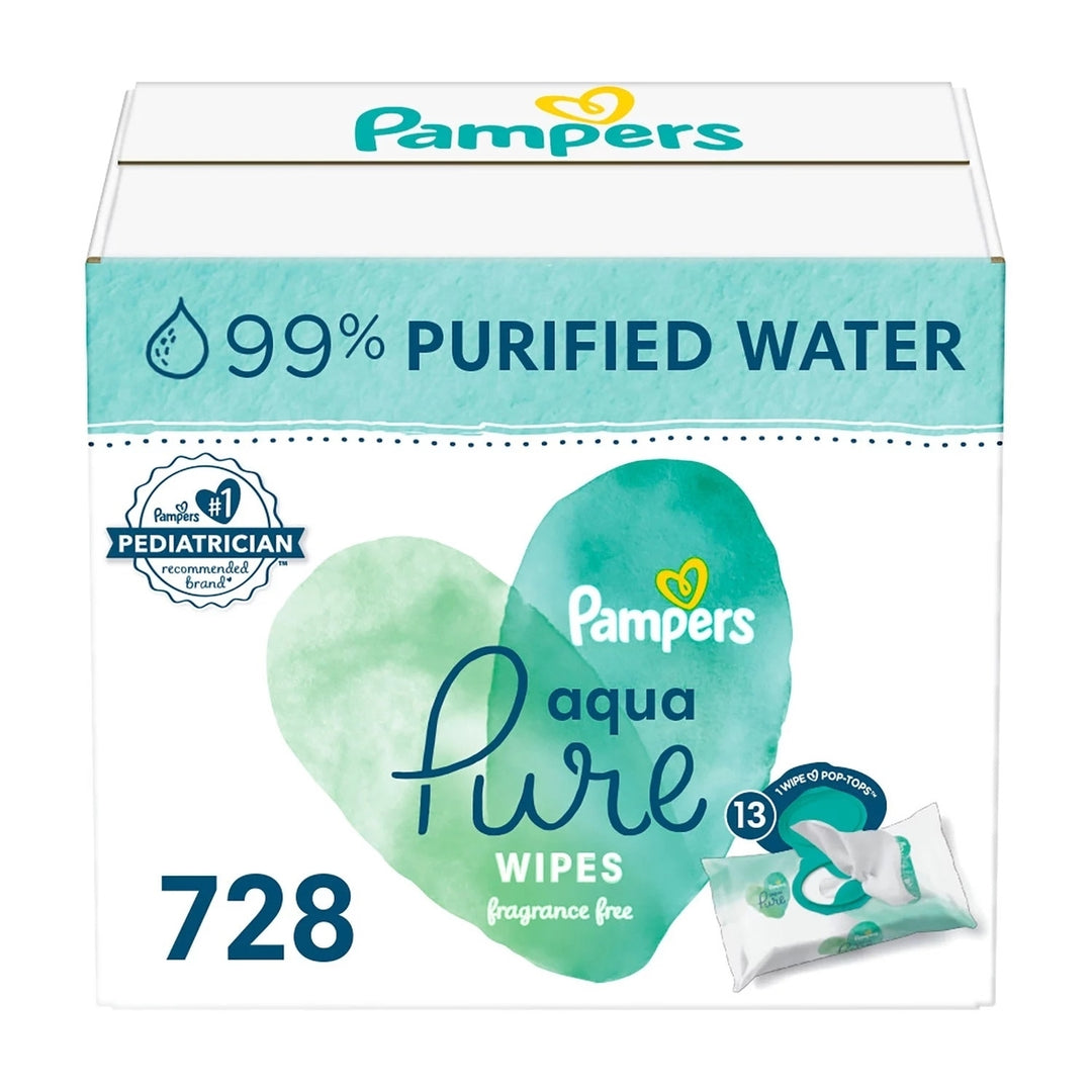 Pampers Aqua Pure Sensitive Baby Wipes 13 Packs (728 Count) Image 1