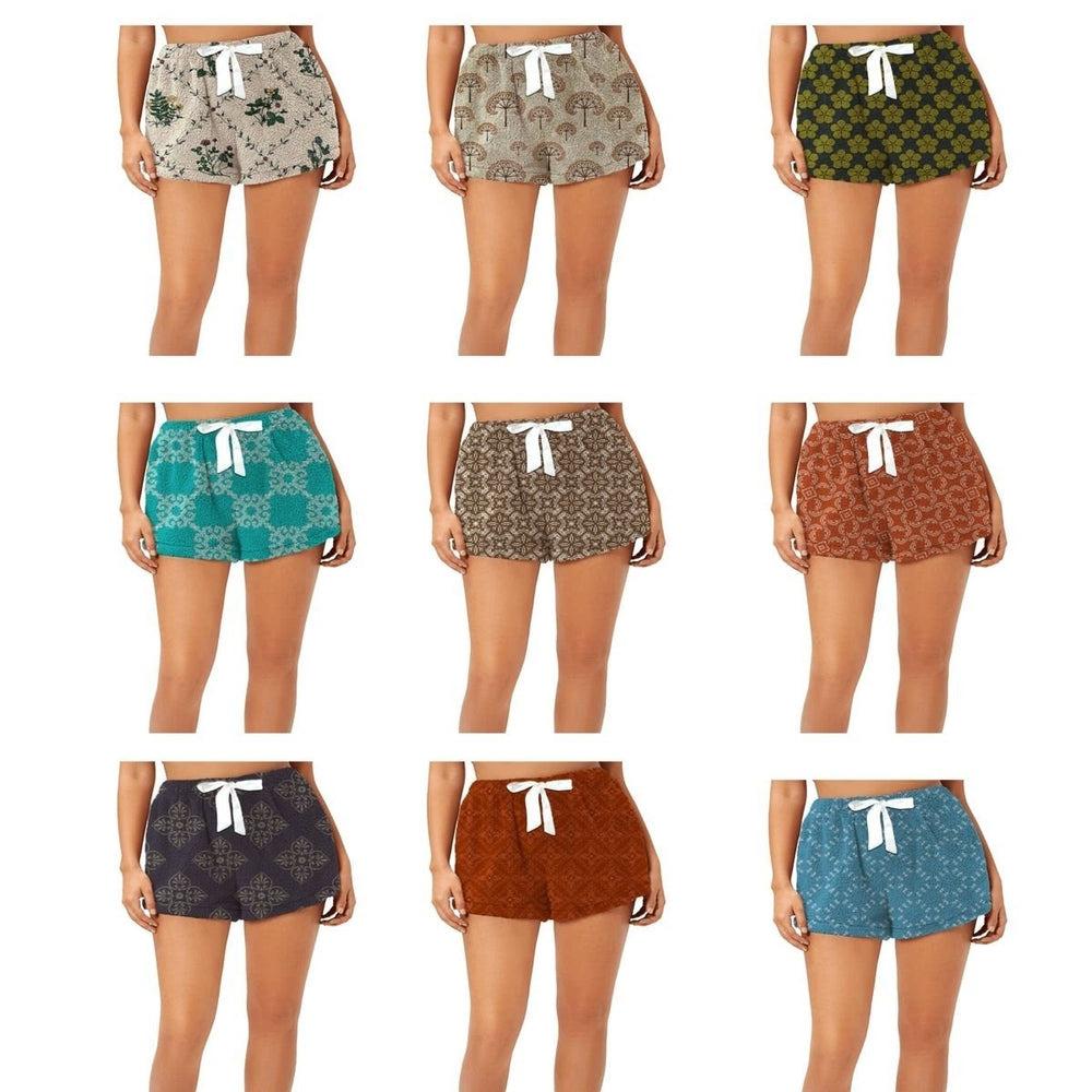 Multi-Pack: Womens Ultra Plush Micro-Fleece  Soft Printed Pajama Shorts Image 2