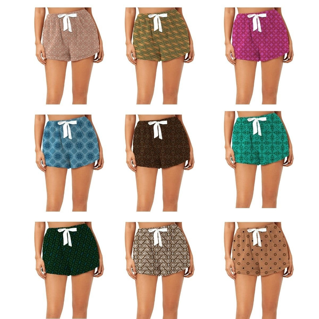 Multi-Pack: Womens Ultra Plush Micro-Fleece  Soft Printed Pajama Shorts Image 3