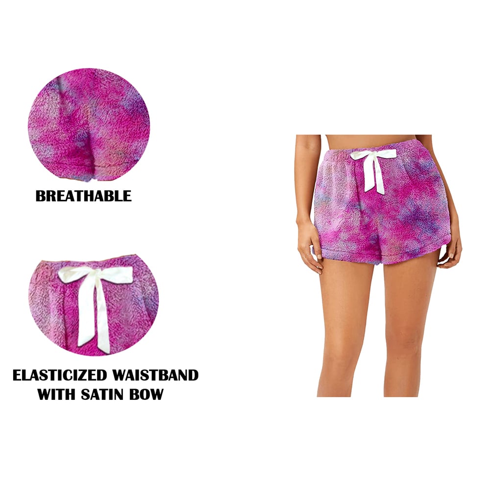 Multi-Pack: Womens Ultra Plush Micro-Fleece  Soft Printed Pajama Shorts Image 4