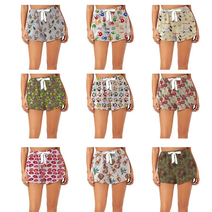 Multi-Pack: Womens Ultra Plush Micro-Fleece  Soft Printed Pajama Shorts Image 7