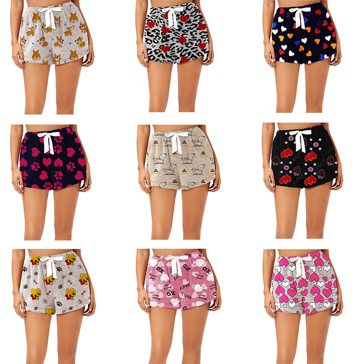 5-Pack: Womens Ultra Plush Micro-Fleece  Soft Printed Pajama Shorts Image 2