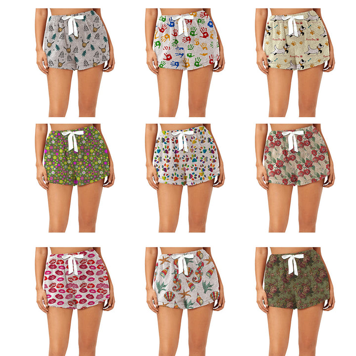5-Pack: Womens Ultra Plush Micro-Fleece  Soft Printed Pajama Shorts Image 7