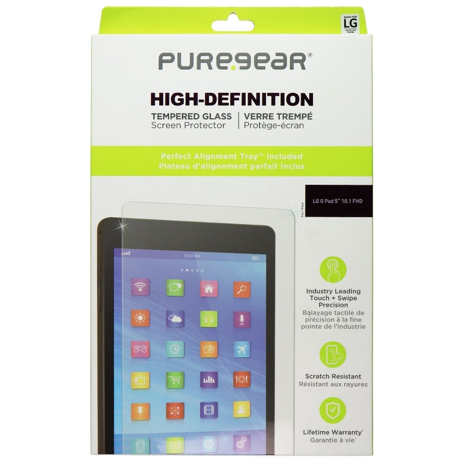 Pure Gear High Definition Tempered Glass for LG G Pad 5 (10.1-inch) FHD - Clear (Refurbished) Image 1