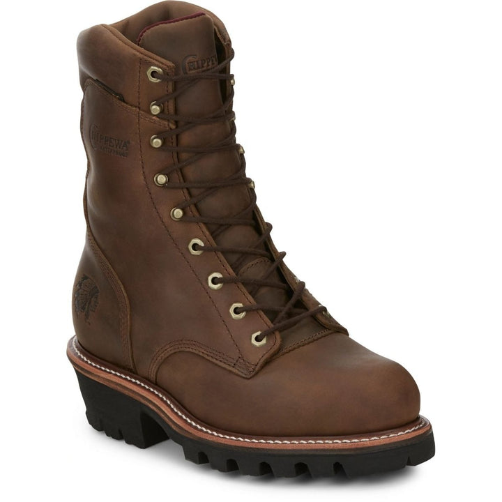 Chippewa Mens 9" Super DNA Steel Toe Waterproof Insulated Logger Work Boot Bay Apache - 59405 ONE SIZE BROWN Image 1