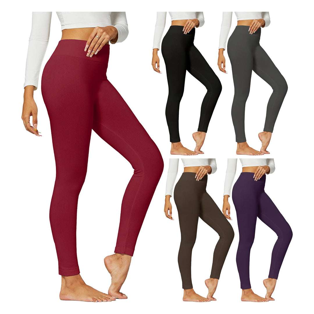 4-Pack Womens Winter Fleece Lined High-Waist Leggings Soft Comfortable Size Assorted Image 2