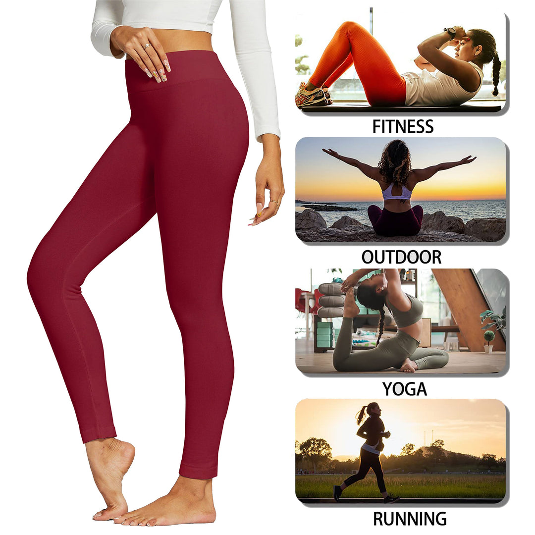 4-Pack: Womens Winter Warm High-Waist Soft Fleece Lined Leggings Image 4