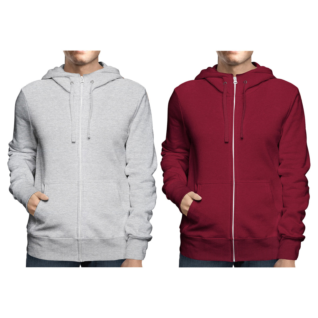 2-Pack: Mens Winter Warm Soft Full Zip-Up Fleece Lined Hoodie Sweatshirt Image 8