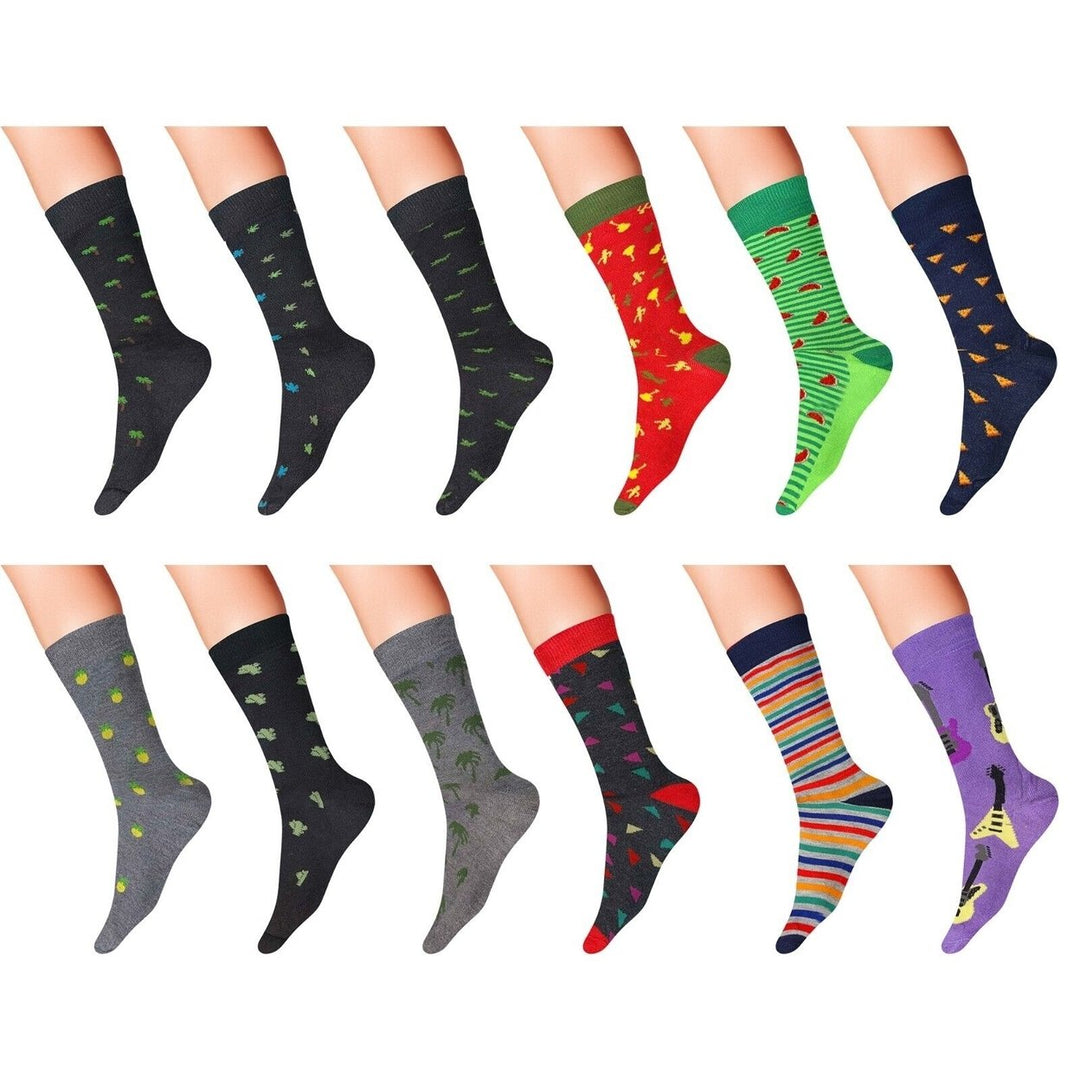 30-Pairs: Mens James Fiallo Premium Quality Fun Printed Dress Socks Image 4