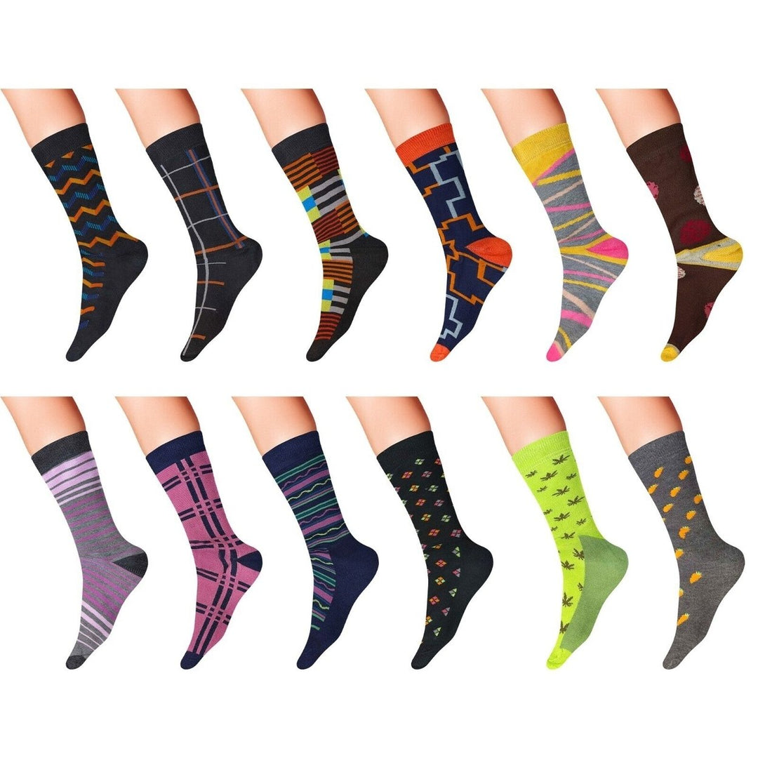 30-Pairs: Mens James Fiallo Premium Quality Fun Printed Dress Socks Image 7