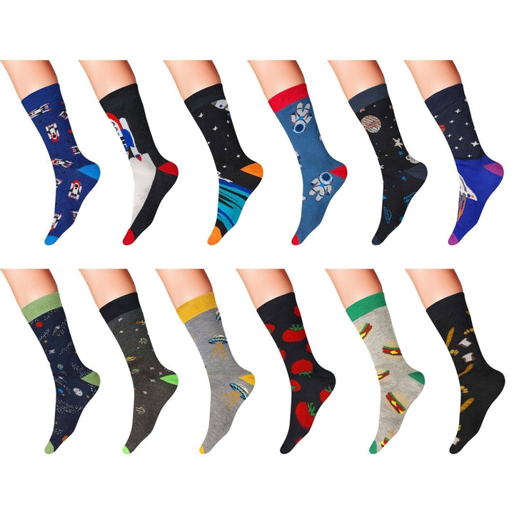 30-Pairs: Mens James Fiallo Premium Quality Fun Printed Dress Socks Image 8