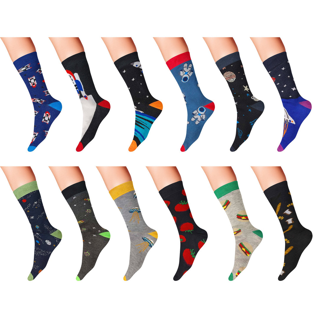 30-Pairs: Mens James Fiallo Premium Quality Fun Printed Dress Socks Image 10