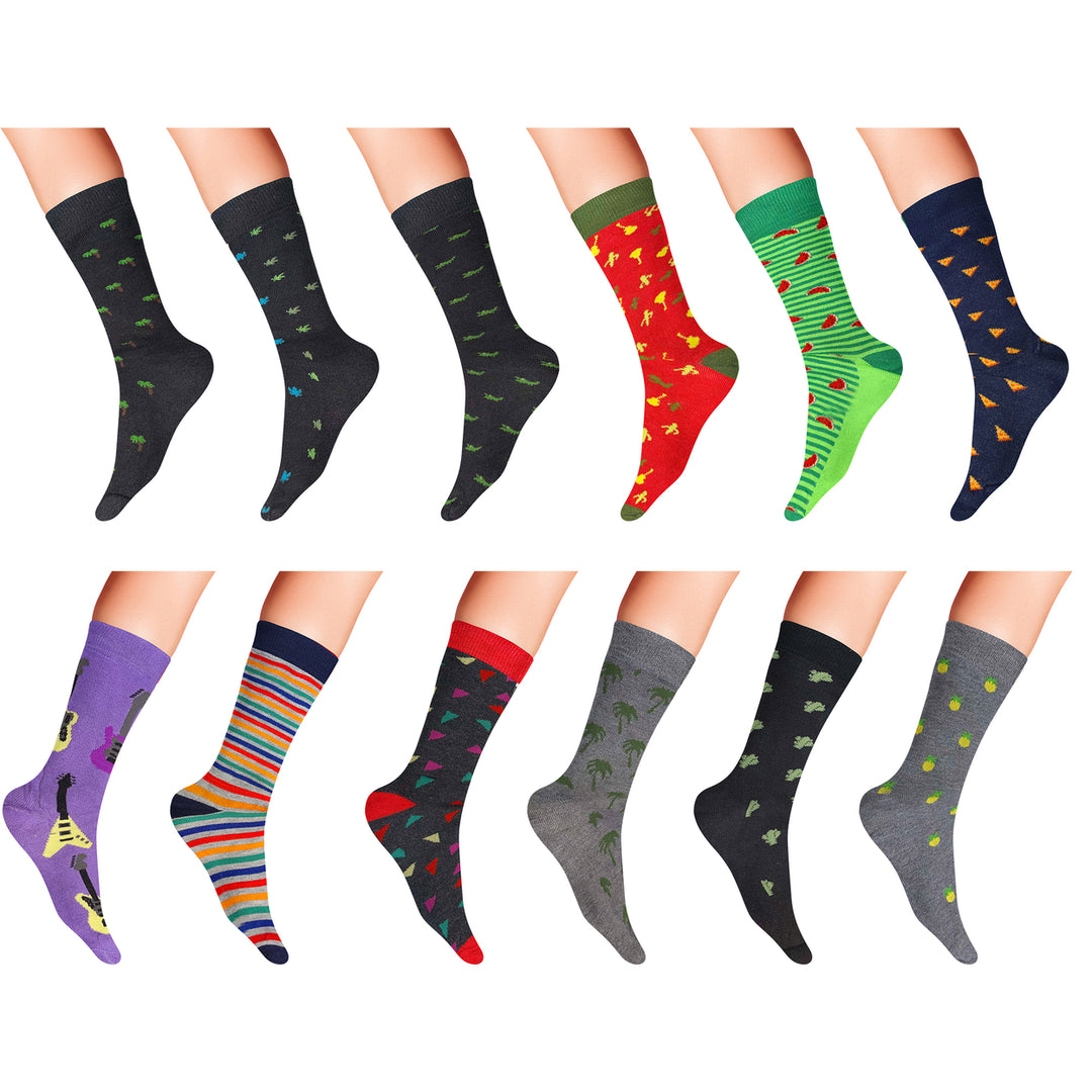 30-Pairs: Mens James Fiallo Premium Quality Fun Printed Dress Socks Image 11