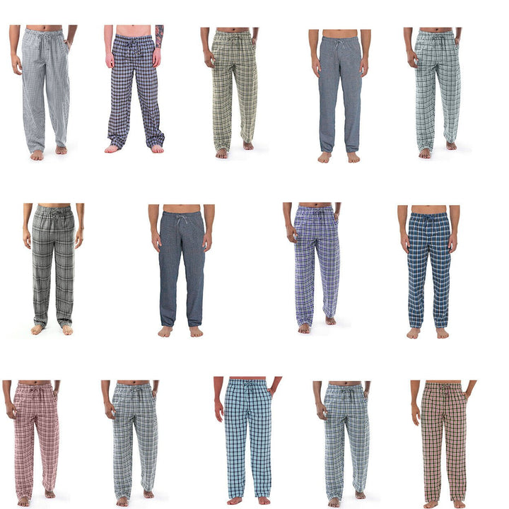 Mens Plaid Cotton Pajama Pants 5-Pack Ultra-Soft Lounge Sleepwear Random Colors Image 2