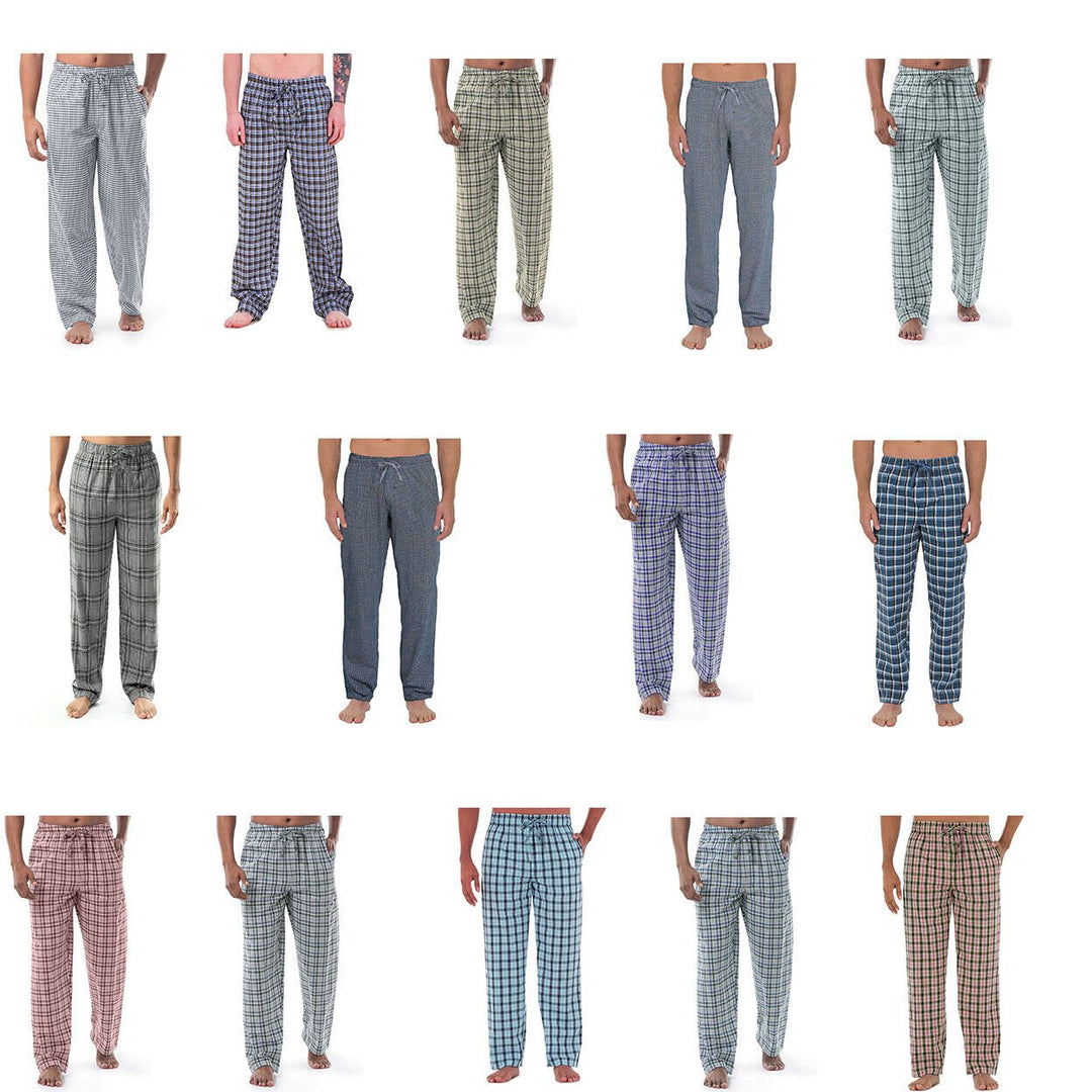 Mens Plaid Cotton Pajama Pants 5-Pack Ultra-Soft Lounge Sleepwear Random Colors Image 1