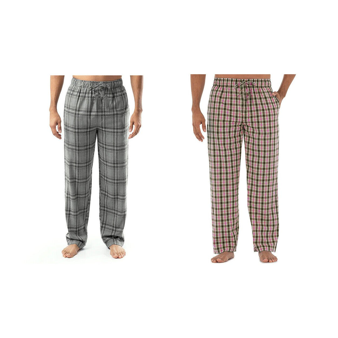 Mens Plaid Cotton Pajama Pants 5-Pack Ultra-Soft Lounge Sleepwear Random Colors Image 4