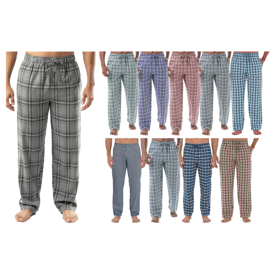 Mens Plaid Cotton Pajama Pants 5-Pack Ultra-Soft Lounge Sleepwear Random Colors Image 1